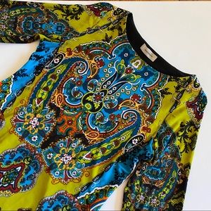 Dress Barn Green Colorful Paisley Print Dress